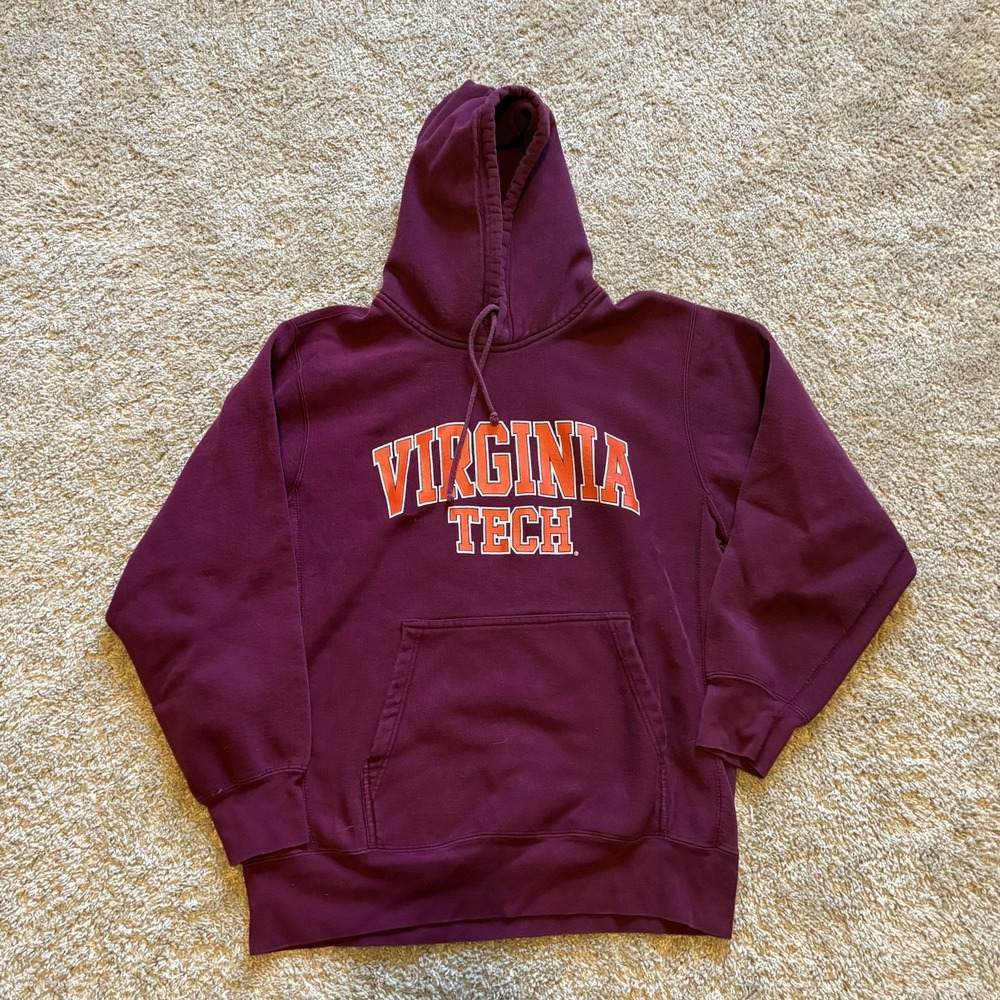 Vintage 90s Virginia Tech Pro Weave Hoodie Pullover Men's Medium Maroon‎ Orange